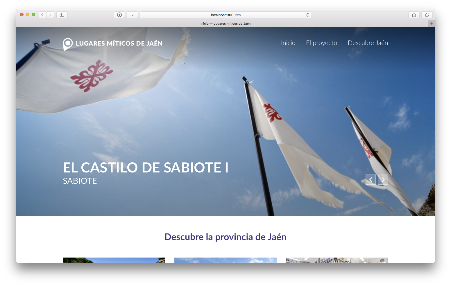 La web de Lugares Míticos de Jaén en 2015